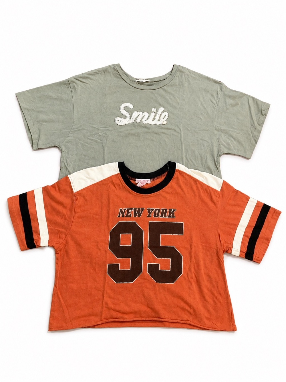 Smile Sage Green Kids T-Shirt / New York Orange '95 Graphic Tee